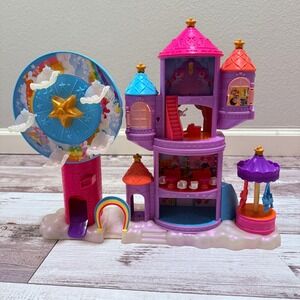 Polly Pocket Rainbow Castle Playset Ferris Wheel Carousel - Not complete